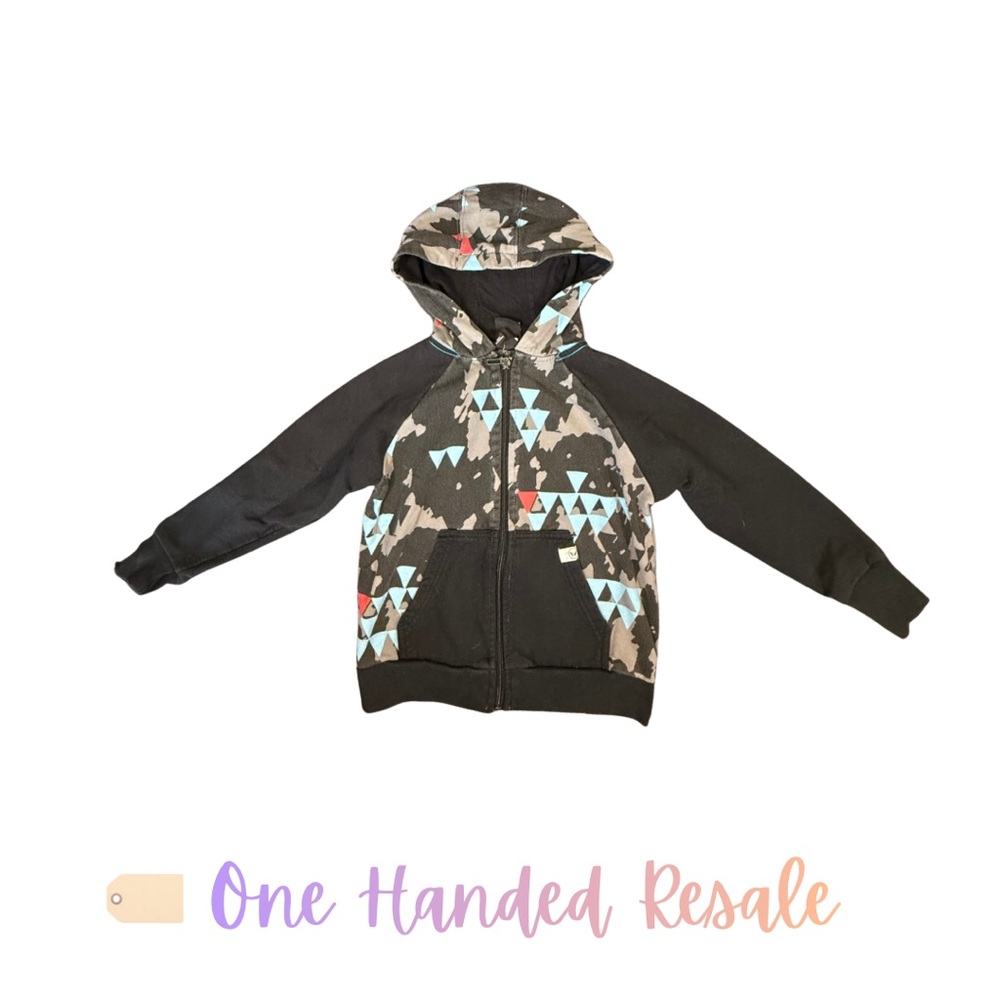 📐 Shaun White Kids Blue Black Geometric Pattern Hoodie Sweatshirt XS